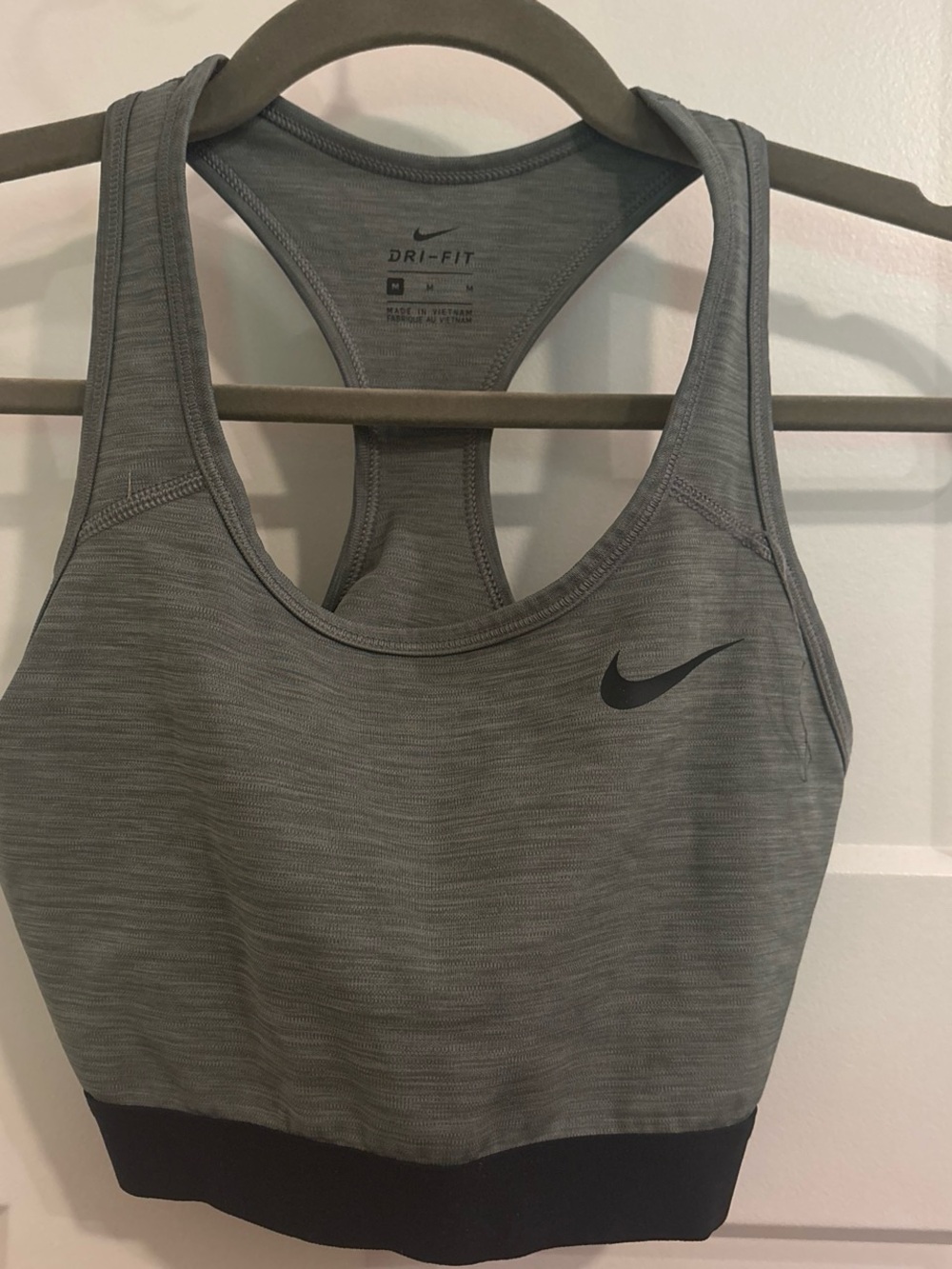 Nike Gray and Black Dri-FIT Racerback Sports Bra